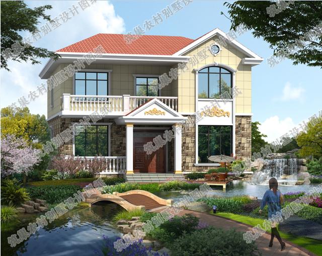 二層簡(jiǎn)歐風(fēng)格農(nóng)村小別墅全套施工設(shè)計(jì)圖，12×12米，帶挑空客廳