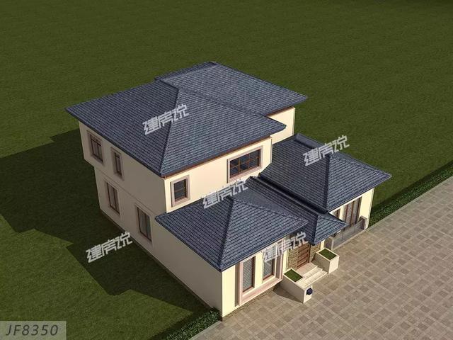 這款農村別墅設計圖，13X16米，落地窗+涼亭設計，外觀和內部都美