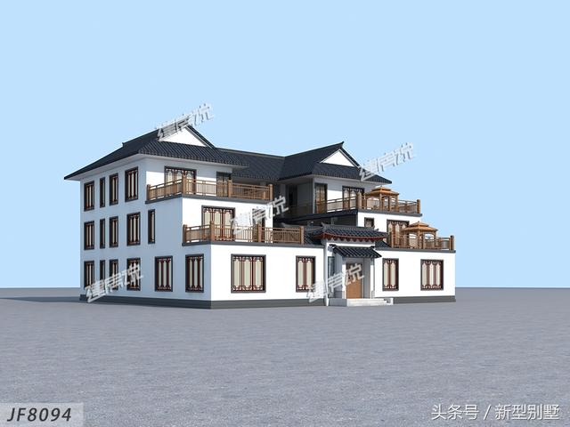 3層中式四合院自建房設(shè)計(jì)圖，可自住可做酒店民宿