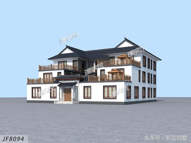 3層中式四合院自建房設(shè)計(jì)圖，可自住可做酒店民宿