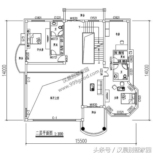 三層別墅設計圖，15X14米，選用磚混結構，施工簡單，造價經濟