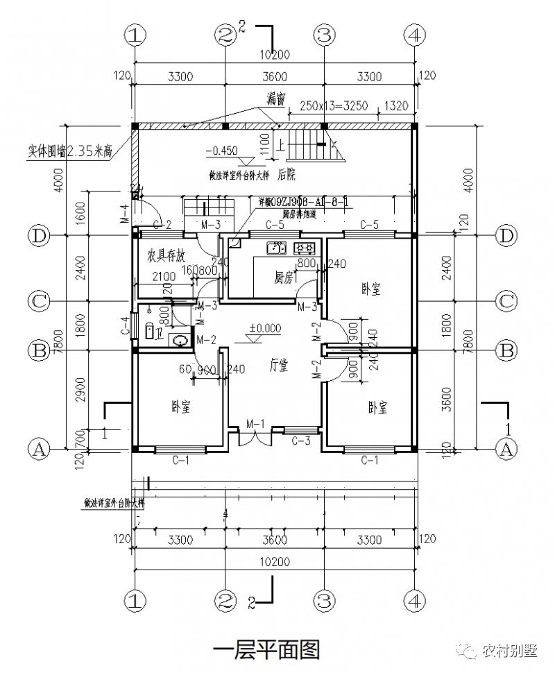 一層平屋頂農村自建房設計圖，簡單易造，主體10萬左右