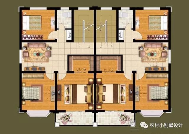 幾套農(nóng)村兄弟倆雙拼樓房設計圖，二層、三層都有