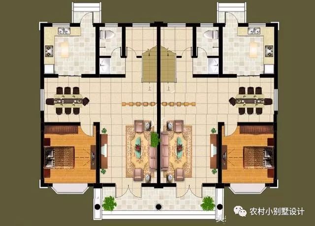 幾套農(nóng)村兄弟倆雙拼樓房設計圖，二層、三層都有