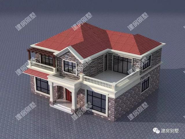 三棟都是面寬超過16米的兩層別墅設計圖，第二棟氣勢直逼城市豪宅。