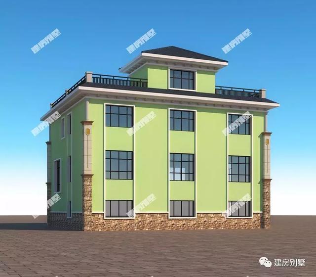 三棟都是面寬超過16米的兩層別墅設計圖，第二棟氣勢直逼城市豪宅。