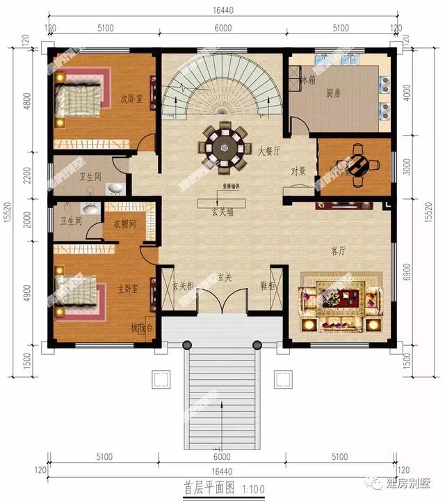 三棟都是面寬超過16米的兩層別墅設計圖，第二棟氣勢直逼城市豪宅。