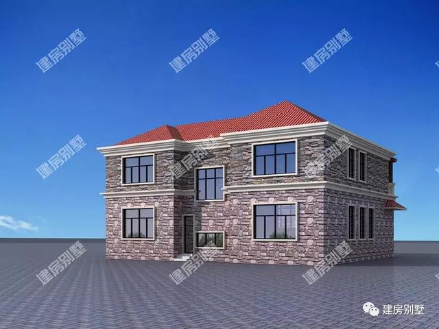 三棟都是面寬超過16米的兩層別墅設計圖，第二棟氣勢直逼城市豪宅。