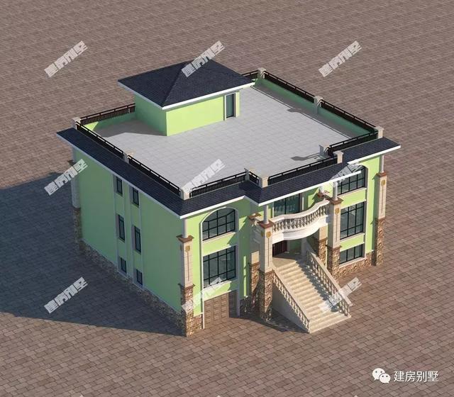 三棟都是面寬超過16米的兩層別墅設計圖，第二棟氣勢直逼城市豪宅。