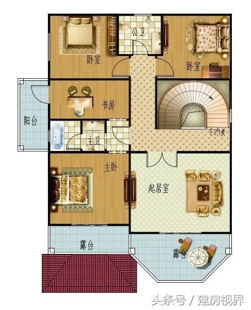 建一套三層的農村別墅設計圖，城里買房劃算的多，還倍有面子，七室三廳五衛。