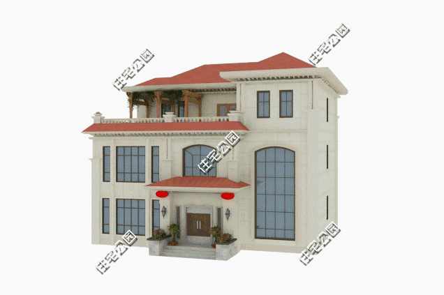 經(jīng)典雅致的歐式三層別墅設計圖，占地221.1㎡，帶挑空客廳+大露臺。