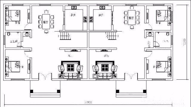 5款兄弟雙拼別墅設計圖，漂亮實用，節省造價，建一棟倍兒有面子