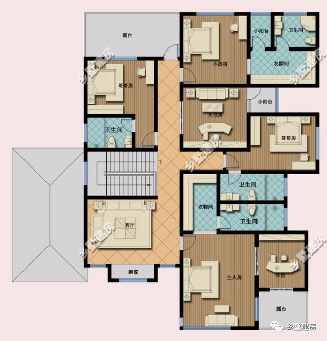 大面寬二層農村自建房，19X19.7米，空間布局一樣緊湊，利用充分。