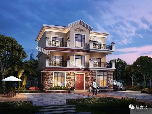 三層歐式別墅設計圖，占地方正，配色優雅，建在農村絕對人人羨慕