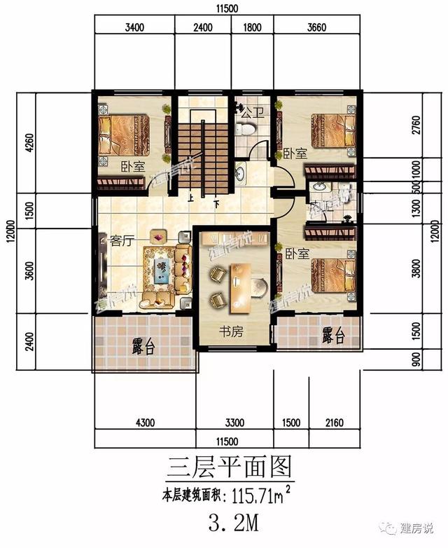 三層歐式別墅設計圖，占地方正，配色優雅，建在農村絕對人人羨慕