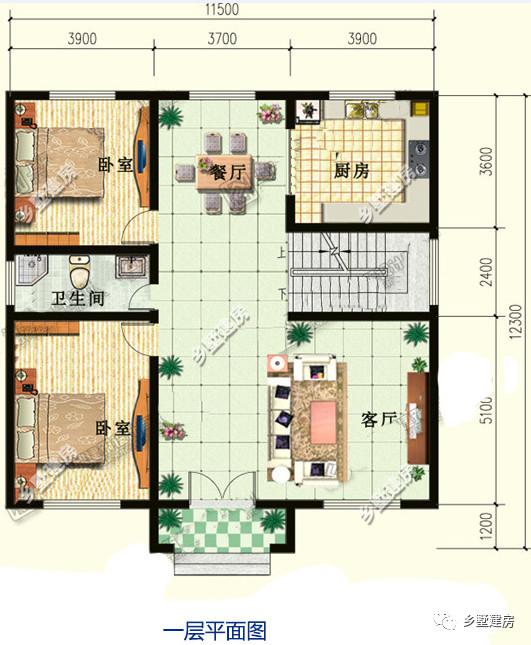 農村別墅設計圖，11X12米，造價經濟，設計合理