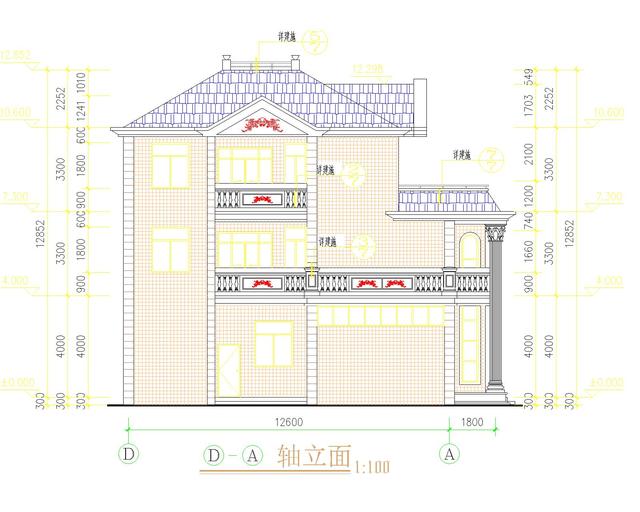 三層復式別墅設計圖帶車庫，帶屋頂花園，非常適合農村自建