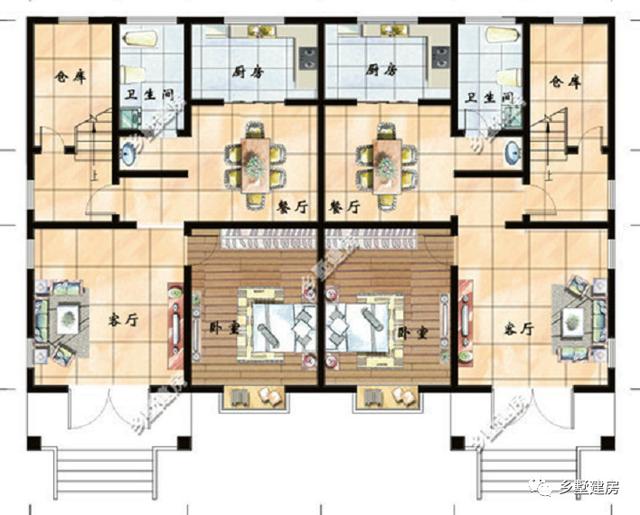 兩款雙拼自建房設計圖，最適合家里有兄弟的人自建了