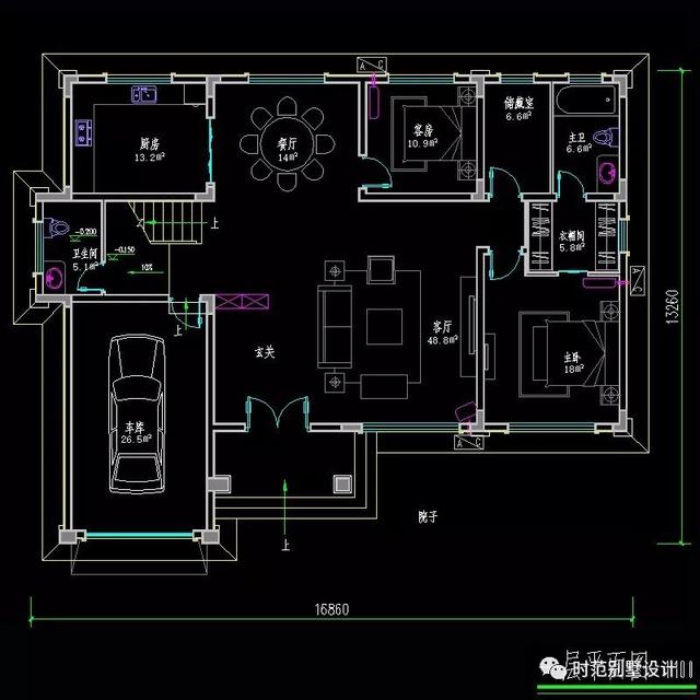 帶車庫(kù)和書房的三層復(fù)式別墅設(shè)計(jì)圖，歐式風(fēng)格適合農(nóng)村自建