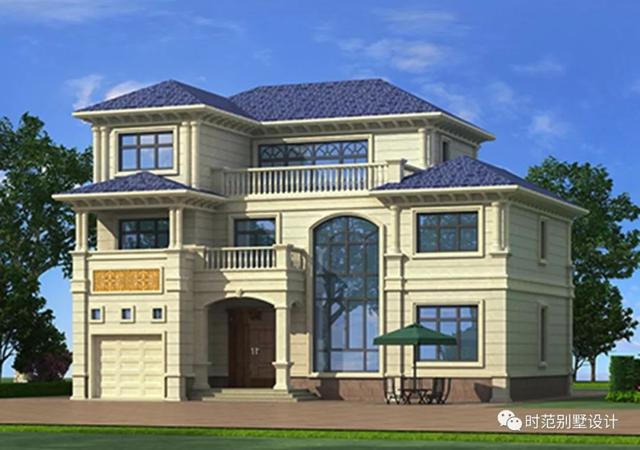 帶車庫(kù)和書房的三層復(fù)式別墅設(shè)計(jì)圖，歐式風(fēng)格適合農(nóng)村自建