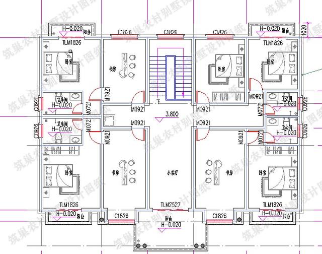 新出45萬二層農(nóng)村別墅全套施工效果圖， 清新明亮，戶型開間較大，方便現(xiàn)代人的生活。