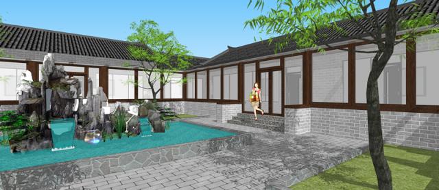 新型四合院設計圖，占地800平米，到處透著古香古色，陽光照進走廊讓四合院冬暖夏涼住著非常舒服。