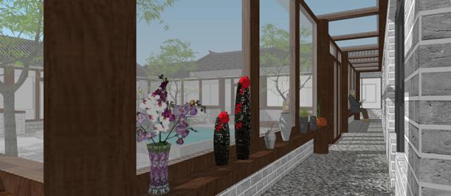 新型四合院設計圖，占地800平米，到處透著古香古色，陽光照進走廊讓四合院冬暖夏涼住著非常舒服。
