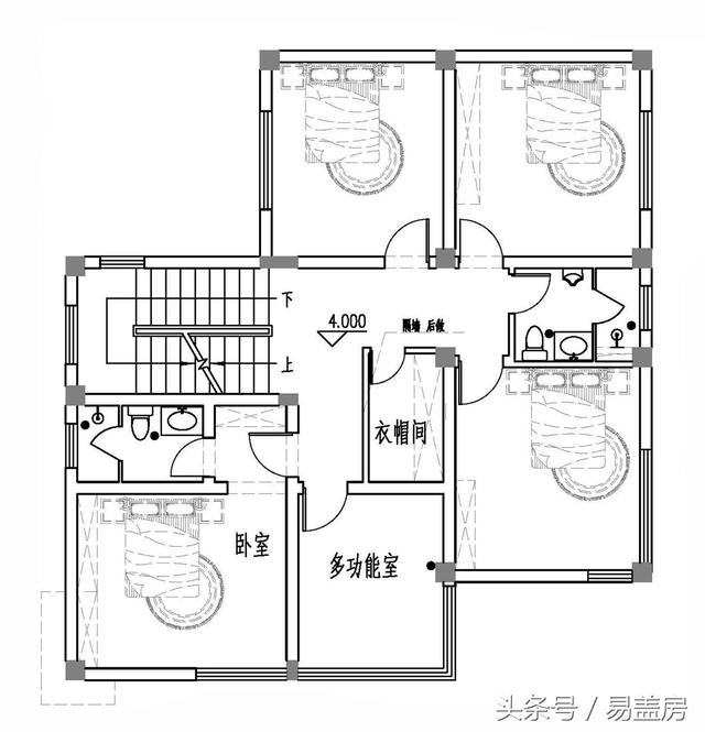 四層豪華現代別墅設計圖，框架結構，主體造價65萬左右