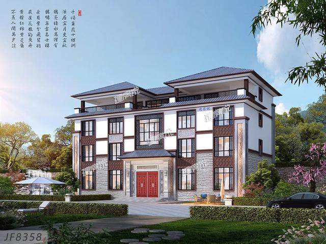 占地三百多平方米的新中式別墅設計圖，如此氣派的房子必定會提高生活品質