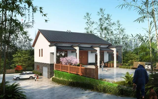 帶花園和庭院的二層新中式別墅設計圖，符合現在大眾的審美，開啟幸福生活