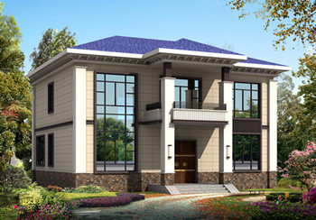 新中式農(nóng)村自建二層別墅設計圖，占地160平米左右，客廳中空