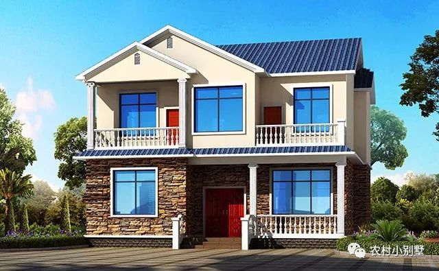 12x10米簡約美式二層農村別墅圖，20萬全搞定