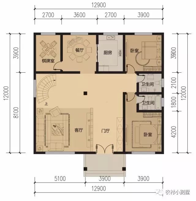 13x12米三層農村墅復式別墅圖，戶型實用，30萬可建主體