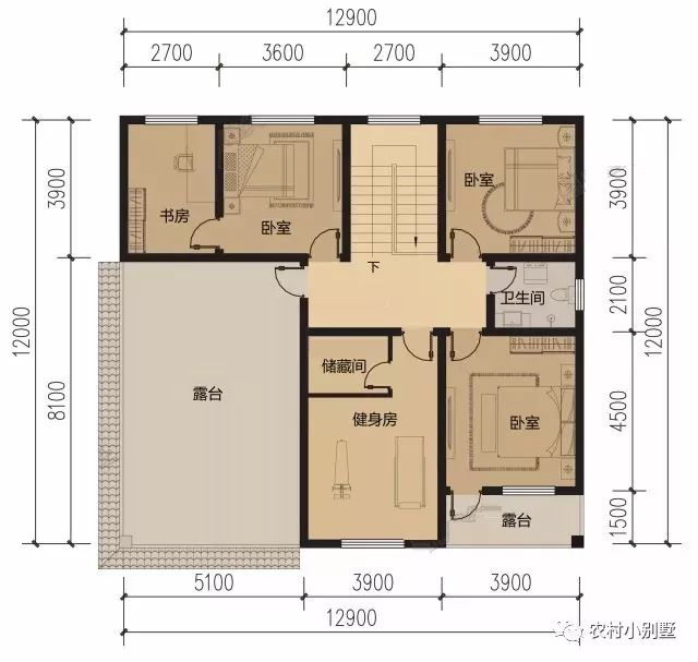 13x12米三層農村墅復式別墅圖，戶型實用，30萬可建主體
