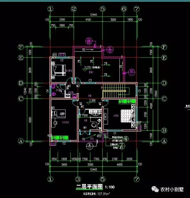 12.4x12米二層新農(nóng)村住宅設(shè)計(jì)圖，屋頂帶太陽能板