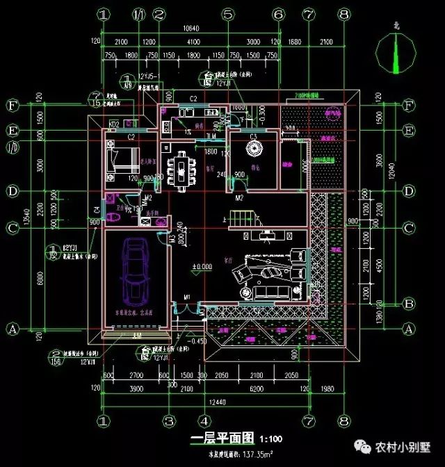 12.4x12米二層新農(nóng)村住宅設(shè)計(jì)圖，屋頂帶太陽能板