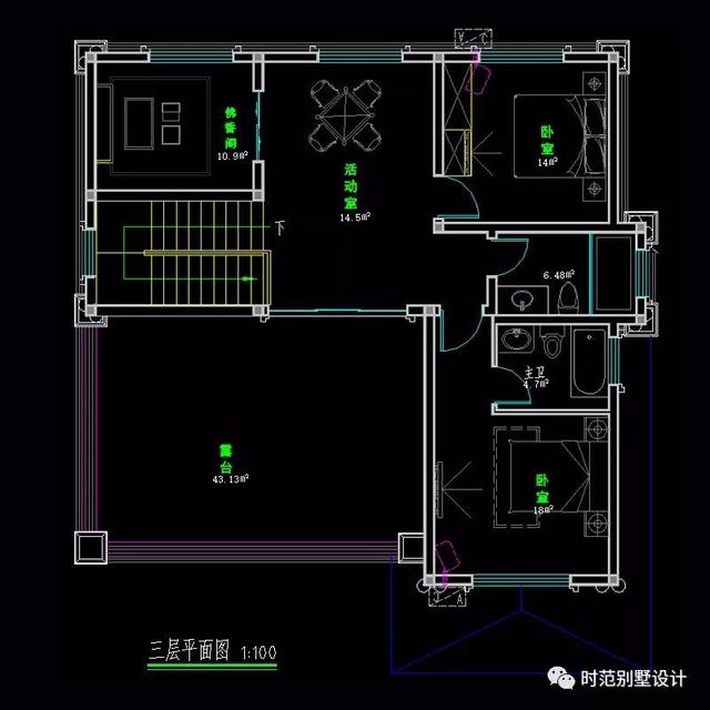 12X12米三層歐式別墅設計圖，帶大露臺，外形美觀漂亮，很適合在農村建。