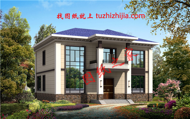 新中式農村自建二層別墅設計圖,占地160平米左右,客廳中空