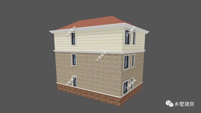 12x10米田園風三層農村別墅設計圖，帶大露臺，低調奢華。