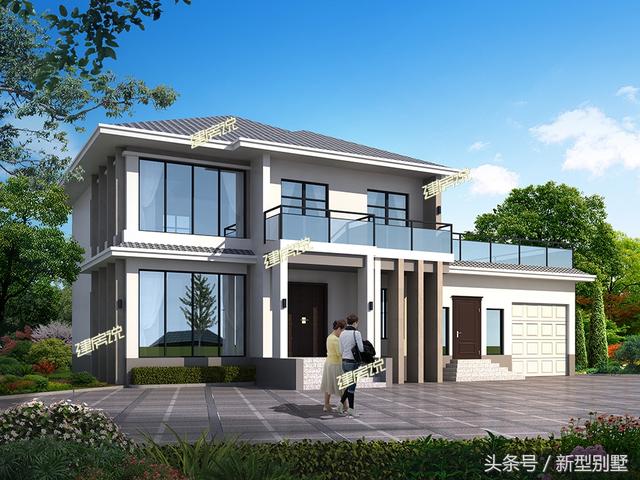 帶車庫的農村二層小別墅設計圖，占地面積215平方米，簡約美觀，建在鄉下最好不過了。