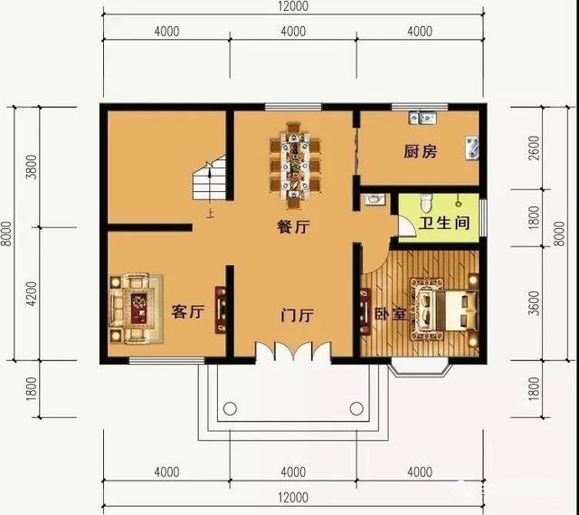 冬暖夏涼安全舒適的田園二層別墅設計圖，占地面積96㎡，造價17萬。