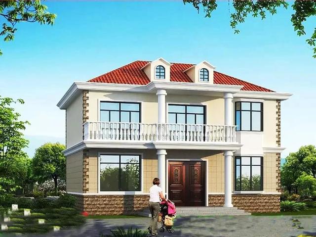 冬暖夏涼安全舒適的田園二層別墅設計圖，占地面積96㎡，造價17萬。