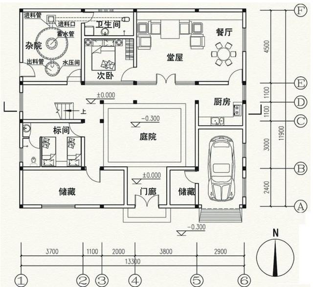 13.3X11.9米中式二層別墅設計圖，帶車庫，想必會勾起你對家鄉(xiāng)的思念。