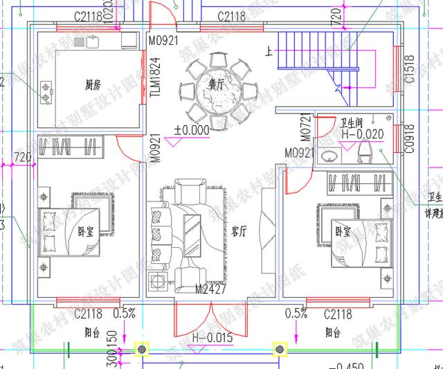 12×9米農村二層平屋頂別墅設計圖，設計簡單大氣，造價25萬。