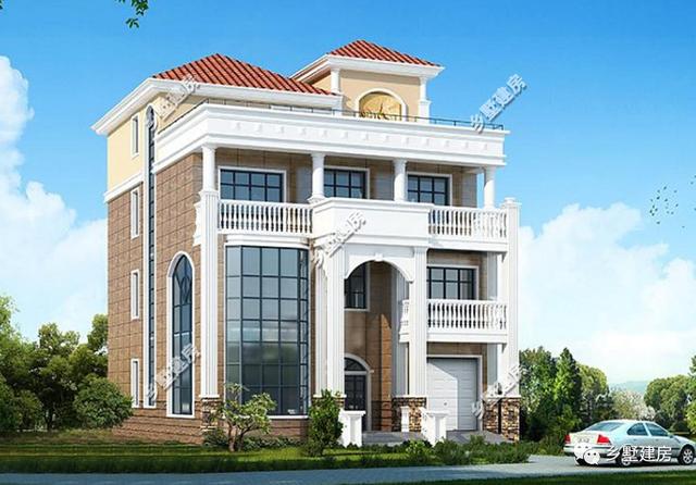 兩棟三層別墅設計圖，都是帶車庫+多陽臺，更符合多數農村朋友的需求。