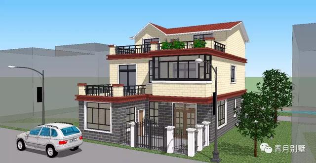 占地135平方米的三農村別墅設計圖，帶大露臺+農家小院，非常適合鄉村自建。