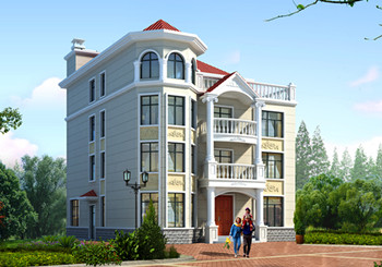 農(nóng)村四層別墅設(shè)計(jì)圖紙及效果圖，整體氣派細(xì)節(jié)處卻精雕細(xì)琢