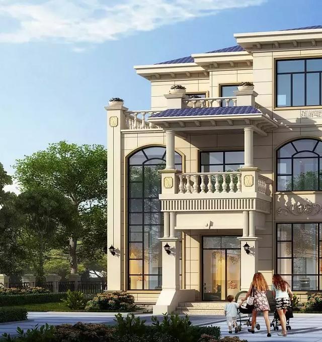 9x13米三層歐式小洋樓別墅設(shè)計圖，占地僅僅105平，外觀和布局那真的是沒得挑。