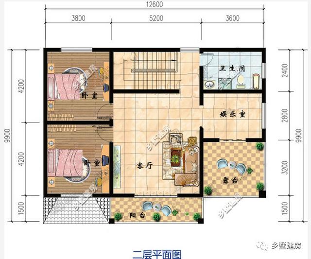 12米x10米，兩棟二層別墅設計圖，經濟實用又漂亮。