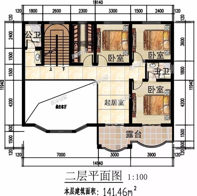 精致秀氣的二層別墅設計圖，整體暖色調，讓人一看就感覺很溫暖